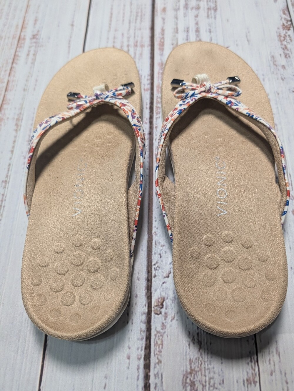 Vionic Women's Bella Floral Print Bow Toe-Post Sandals Size 7.5 - Picture 4 of 12